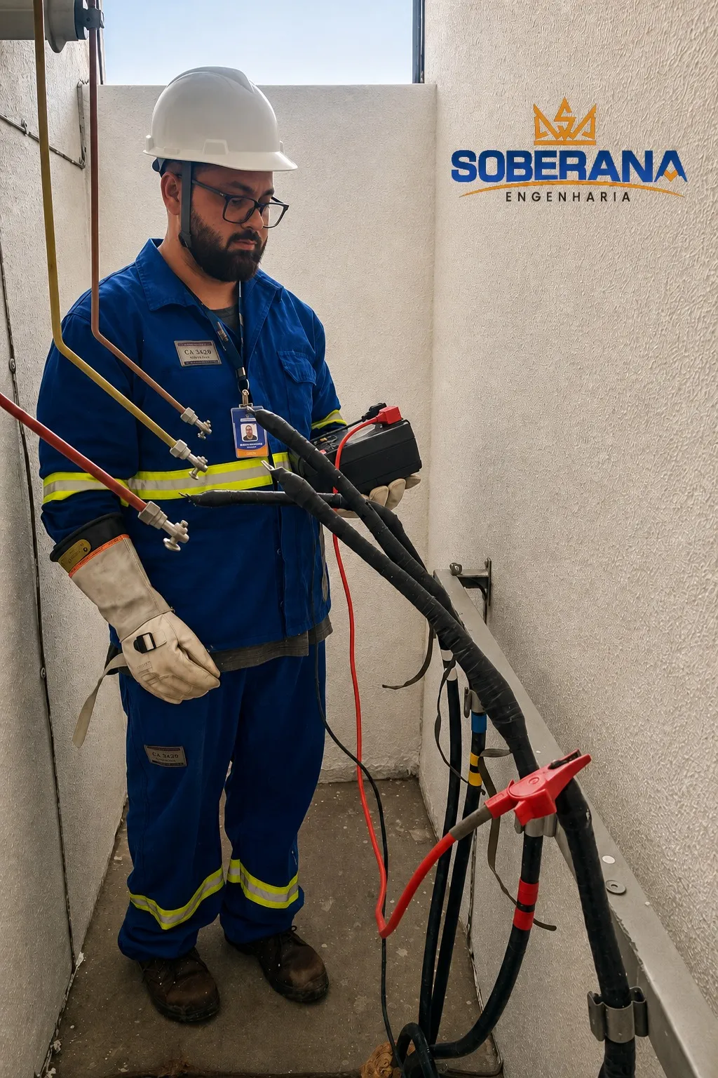 Ensaio de isolação elétrica em subestação de energia